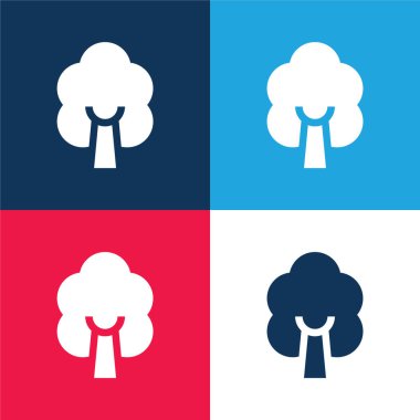 Birch Tree blue and red four color minimal icon set clipart