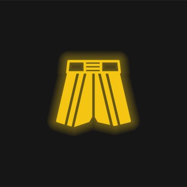 Boxing Shorts yellow glowing neon icon clipart