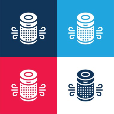 Air Purifier blue and red four color minimal icon set clipart