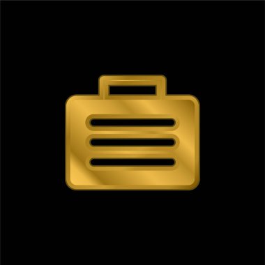 Ataşe Kutusu altın kaplama metalik simge veya logo vektörü