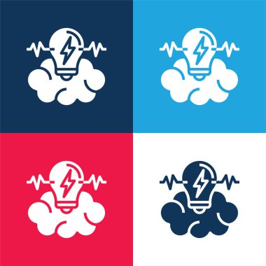 Brainstorm blue and red four color minimal icon set clipart