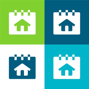 Düz dörtlü renk simgesi seti rezervasyon ediliyor