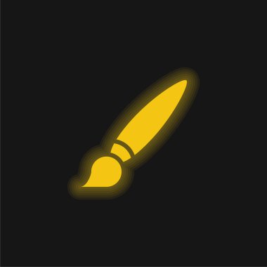 Büyük boya fırçası sarı parlak neon simgesi