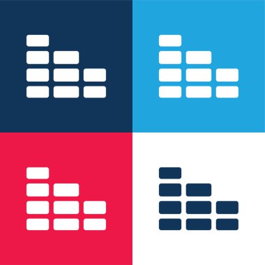 Tuğla Duvar mavi ve kırmızı dört renk en küçük simge kümesi