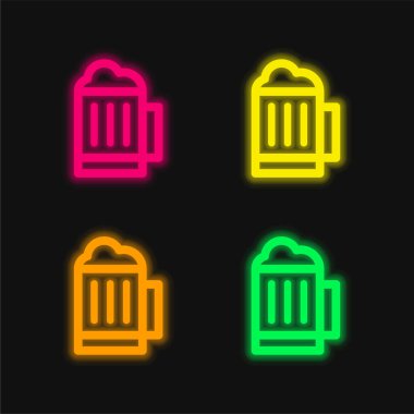 Bira dört renk parlayan neon vektör simgesi