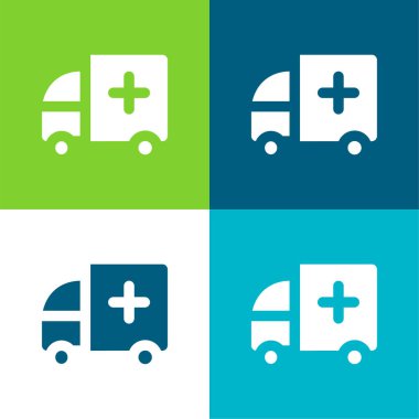 Ambulans Düz Renk en az simge seti