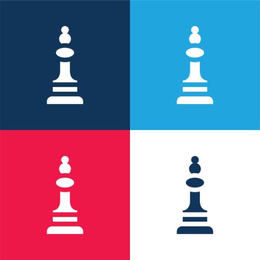 Fil mavi ve kırmızı dört renk minimal simge kümesi