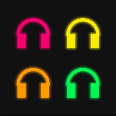Baş için Ses Aracı 4 renk neon vektör simgesi