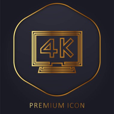 4k altın çizgi prim logosu veya simgesi