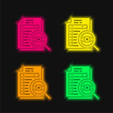 Parlayan dört renk neon vektör simgesini denetle