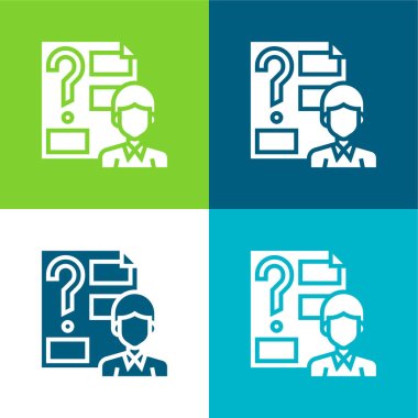 Answer Flat four color minimal icon set clipart