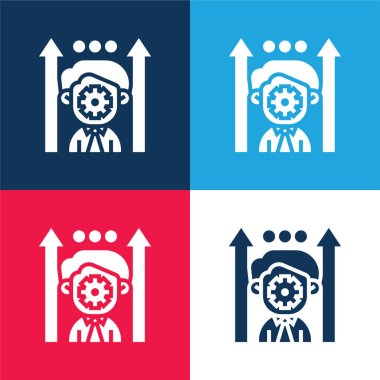 Boosting Potential blue and red four color minimal icon set clipart