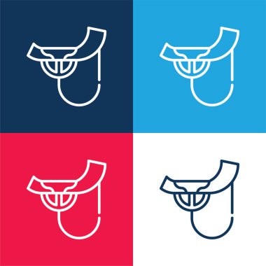 Alboka blue and red four color minimal icon set clipart