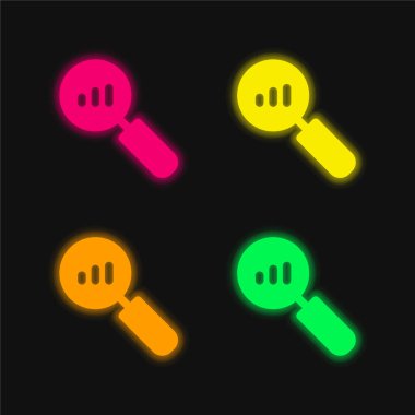 Analytics four color glowing neon vector icon clipart