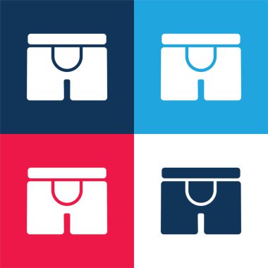 Boxers blue and red four color minimal icon set clipart
