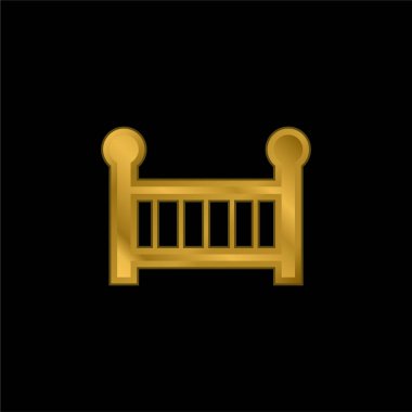 Bebek Cot altın kaplama metalik simge veya logo vektörü