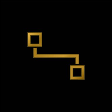 İki Kare Blok Şeması Altın kaplama metalik simge veya logo vektörünü özetliyor