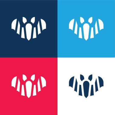 Yarasa mavi ve kırmızı dört renk minimal simge kümesi