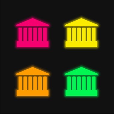 Bank Investments dört renk parlayan neon vektör simgesi