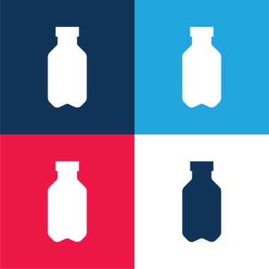 Şişe mavi ve kırmızı dört renk minimal simge kümesi