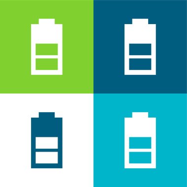 Battery With Half Charge Flat four color minimal icon set clipart