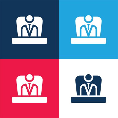 Patron mavi ve kırmızı dört renk minimal simge seti