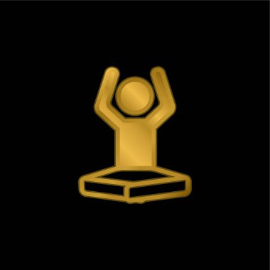 Lotus Konumundaki Çocuk Kollarını esnetmek altın kaplama metalik ikon veya logo vektörü