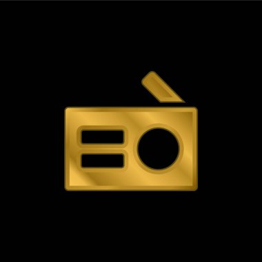 Antika Radyo altın kaplama metalik simge veya logo vektörü