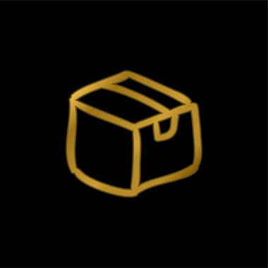 Arşiv Kutusu Çizilmiş El Aracı Altın kaplama metalik simge veya logo vektörü