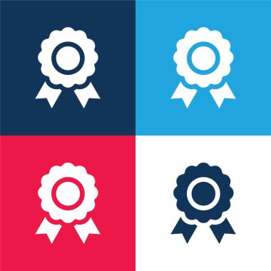 Award blue and red four color minimal icon set clipart