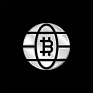 Bitcoin gümüş kaplama metalik simge