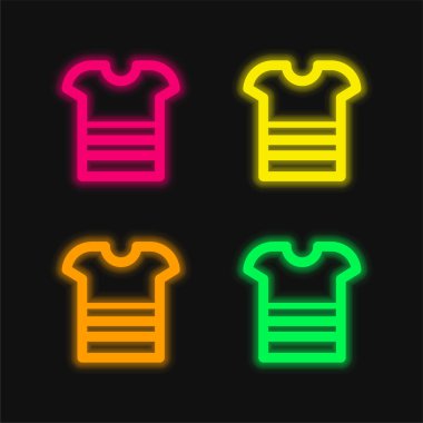 Boy Shirt dört renk parlayan neon vektör simgesi