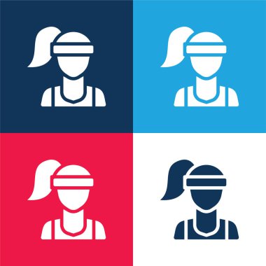 Atletin mavi ve kırmızı dört renk minimal simgesi