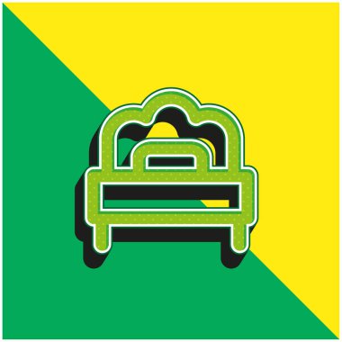 Yatak Yeşil ve Sarı Modern 3D vektör simgesi logosu