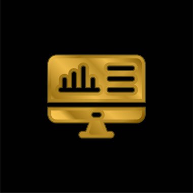 Çubuk Grafik altın kaplama metalik simge veya logo vektörü