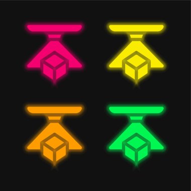 3d dört renk parlayan neon vektör simgesi