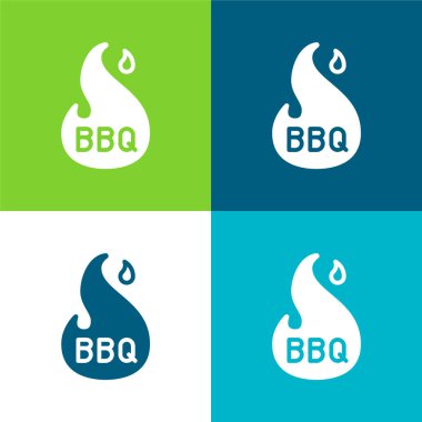 Bbq Düz dört renk en küçük simge kümesi