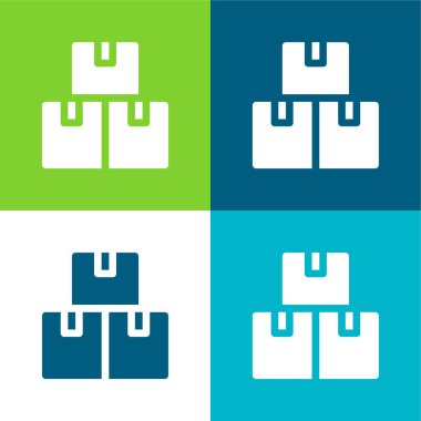 Kutular Düz 4 renk en küçük simge kümesi