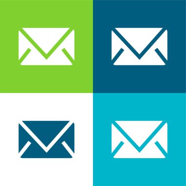 Siyah Kapalı Zarf Düz Renk simgesi seti