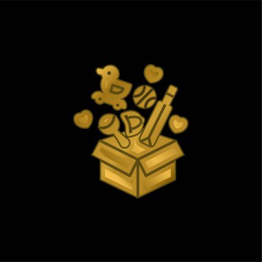 Kutu altın kaplama metalik simge veya logo vektörü