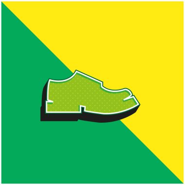 Siyah Erkek Ayakkabı Tarafı Görünümü Siluet Yeşil ve Sarı Modern 3D vektör simgesi logosu
