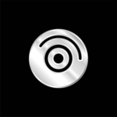 Beyaz Ayrıntılı Ses Diski Gümüş kaplı metalik simge