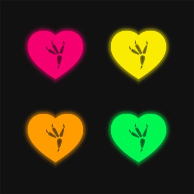 Bird Print four color glowing neon vector icon clipart