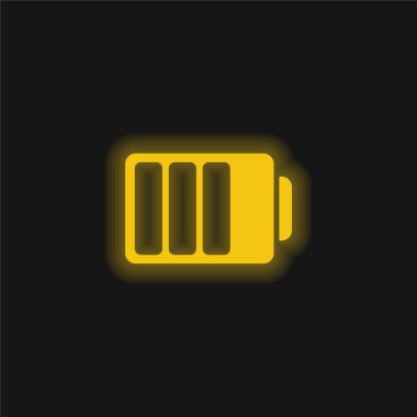 Üç Çeyrek şarj edilmiş sarı parlak neon ikonlu pil durumu