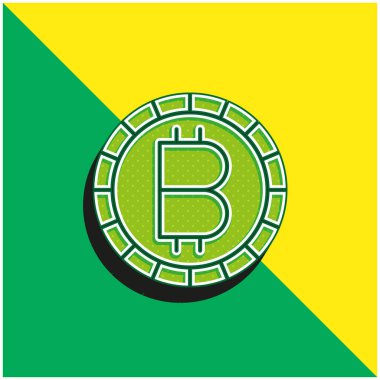 Bitcoin Yeşil ve Sarı modern 3d vektör simgesi logosu