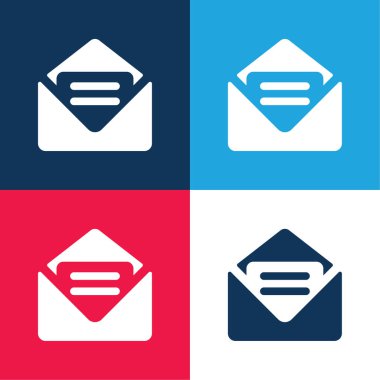Big New Email blue and red four color minimal icon set clipart