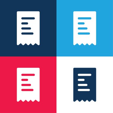 Bill mavi ve kırmızı dört renk minimal simge kümesi