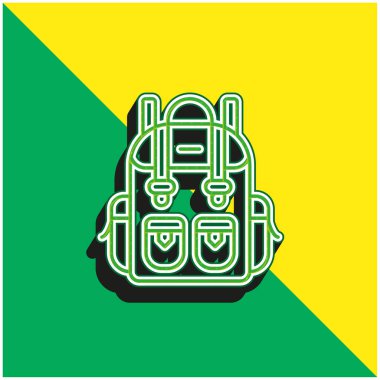 Sırt çantası yeşil ve sarı modern 3d vektör simgesi logosu