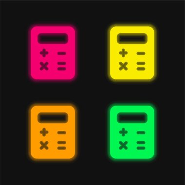 Balance Sheet four color glowing neon vector icon clipart
