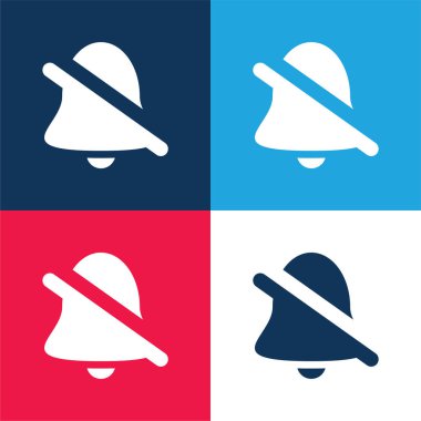 Alarm Kapalı mavi ve kırmızı dört renk en düşük simge kümesi